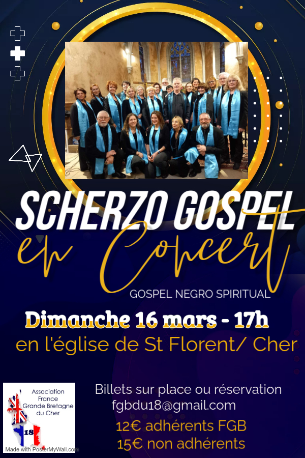 16 mars à 17 h – église de St Florent/Cher : Concert Gospel